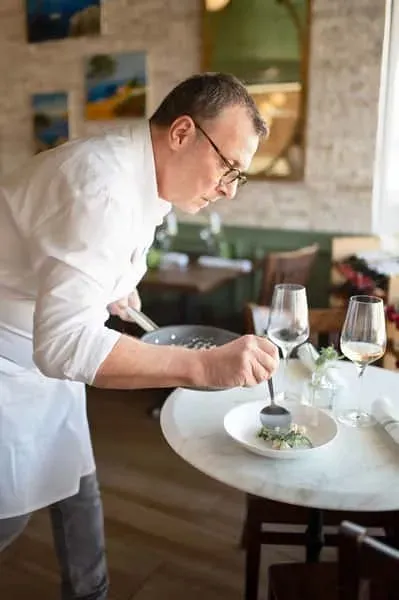 Chef David Denis in the kitchen