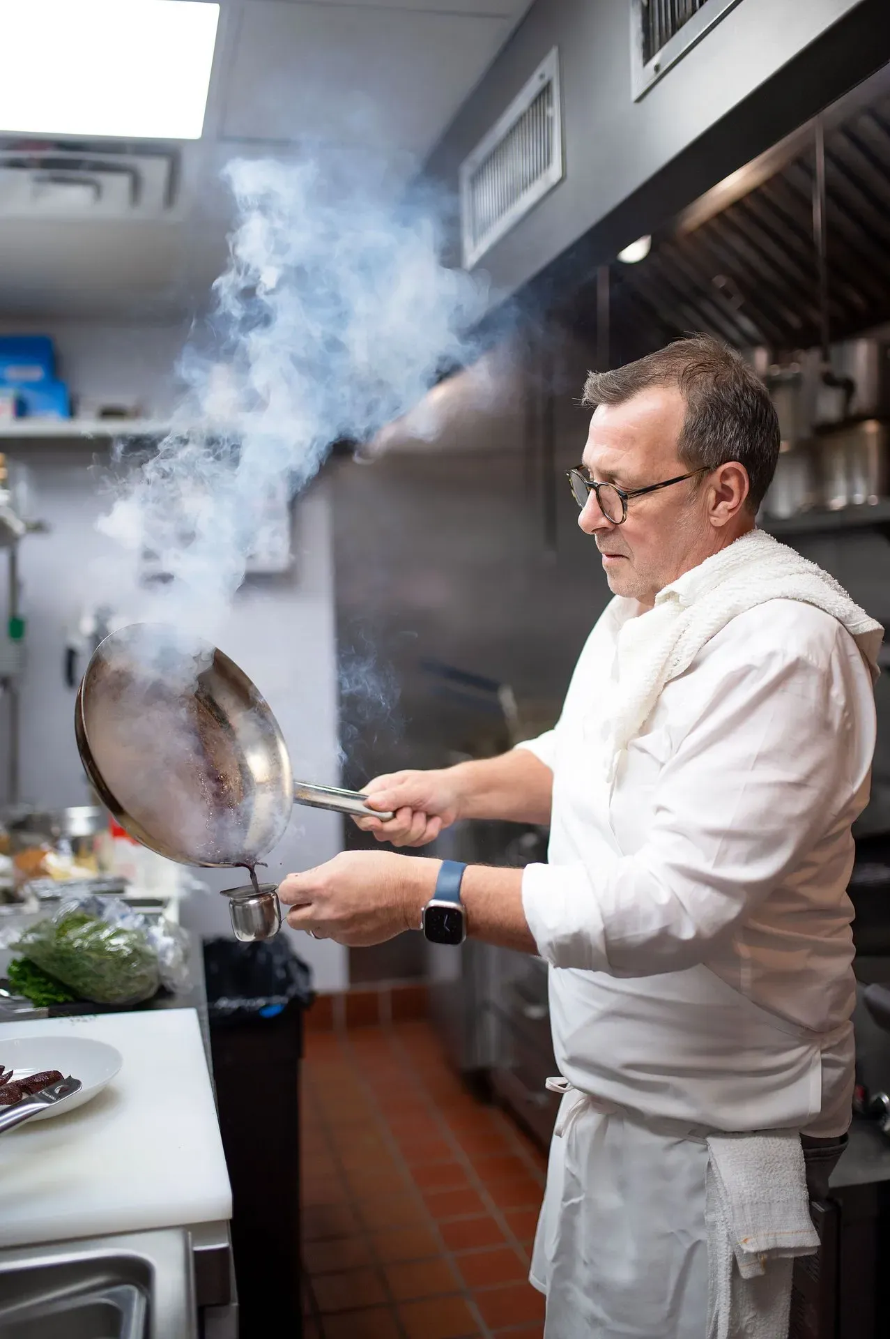 Chef David Denis in the kitchen