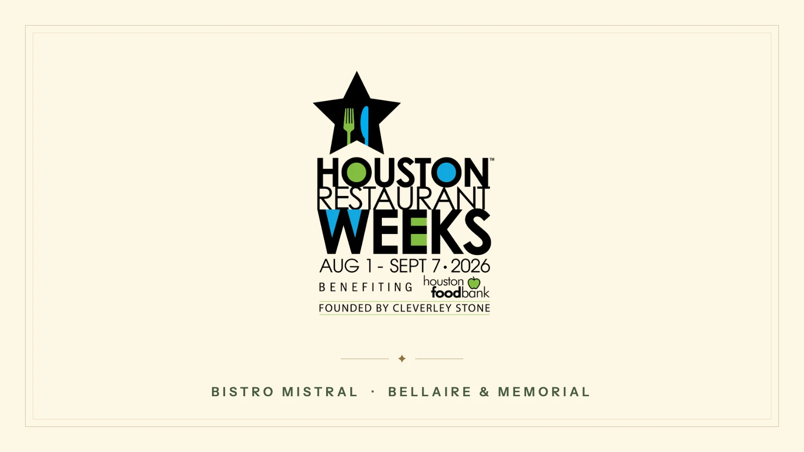 Houston Restaurant Weeks 2026 — Bistro Mistral, Bellaire and Memorial